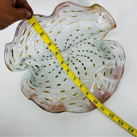 Signed LaChaussee Art HandBlown Glass  Clam Shell Sculpture Artist Signed 10" W - Picture 15 of 16